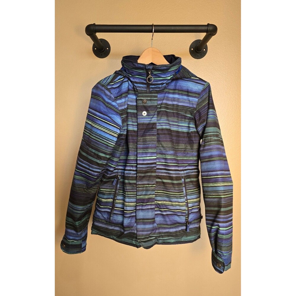 Burton Women's Striped Ski Jacket in Blue, Teal, Black